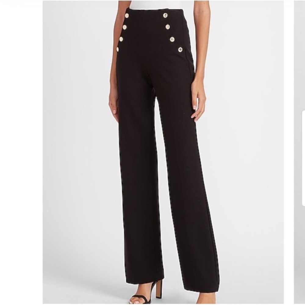 NWT Express High Waist Side Gold Button Knit Pants